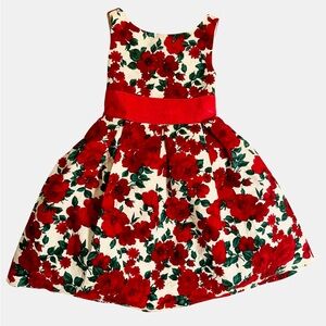 Floral Red and White Dress
